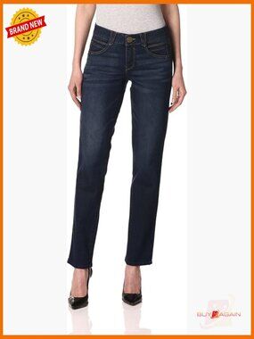 Mid Rise Straight Leg Jeans w/ No Gap Waist, Super Stretch Denim, Booty Lift, 5